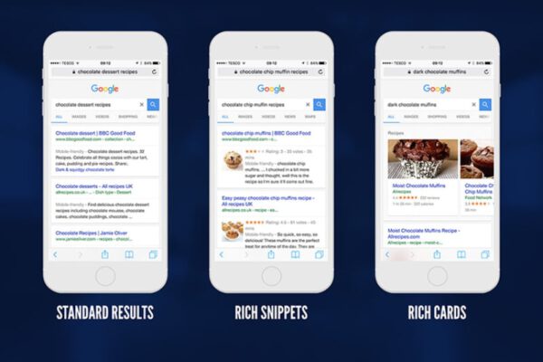 Rich Cards thể hiện trong các kết quả tìm kiếm