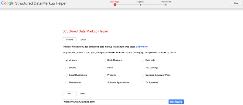 Lợi ích trong lập trình Web của ngôn ngữ dự liệu Schema Markup 6 Dùng công cụ Google Structured Data markup Helper